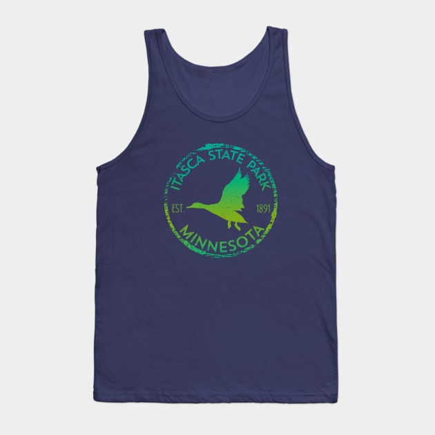 Itasca State Park Minnesota Birder's Flying Duck Waterfowl Birding Tank Top by Pine Hill Goods